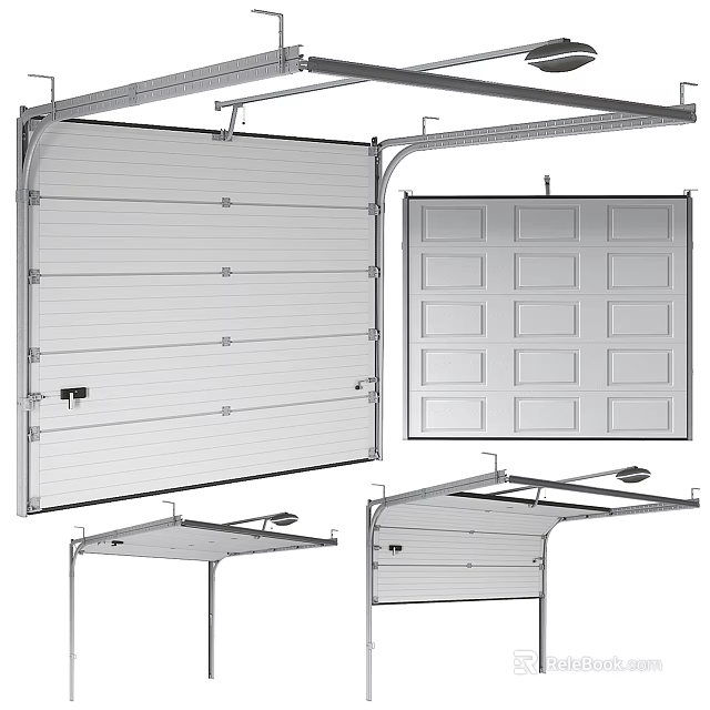 Modern Garage Door Facade With Roller Panel Design And Metal Construction Features 3d model 