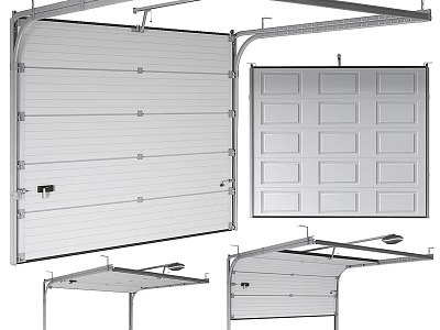 Modern Garage Door Facade With Roller Panel Design And Metal Construction Features 3d model