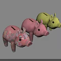 Three Colorful Piggy Banks With Unique Patterns And Designs On Blue Background