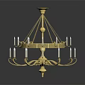 Luxurious Golden Candle Style Chandelier with Multiple Ornate Arms and Shiny Reflection