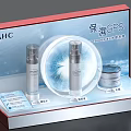AHC Skincare Display With Moisturizing GPS Serum And Cream Products