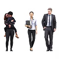Group of Diverse People Walking in Various Casual and Formal Attire Against Gray Background 3d model