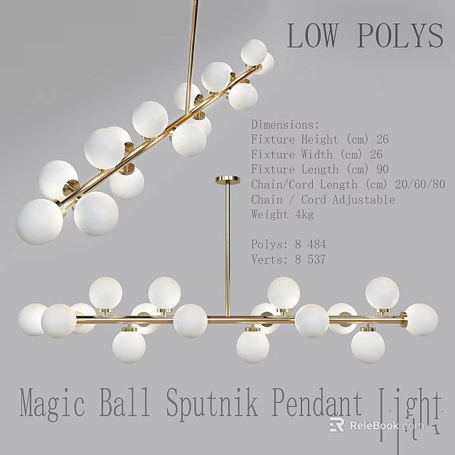 Maria Ball Cluster Polys Pendant Light With Adjustable Chain Cord 3d model 