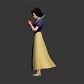 Snow White Animated Character With Blue Top Yellow Skirt And Red Bow In Praying Pose