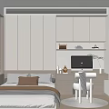 Modern Tatami Bedroom With Built in Wardrobes Study Desk And Light Toned Interior