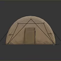 Sturdy Brown Outdoor Tent Furniture Featuring Three Connected Sections Square Patches And Support Poles