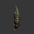 Colorful Ceratopsian Dinosaur With Red Crested Horns Green Body White Stripes And Open Mouth