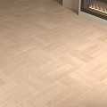 Light Toned Herringbone Wooden Flooring In Living Room With Fireplace Interior