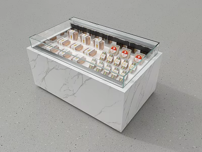 White Marble Display Cabinet With Glass Top Showing Organized Small Items 3d model