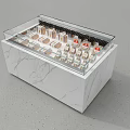 White Marble Display Cabinet With Glass Top Showing Organized Small Items