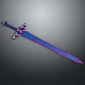 Decorative Blue Sword With Red Purple Patterns And Intricate Design