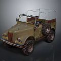 Vintage Military Green Off Road Vehicle With Open Top And Large Tires