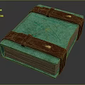 Vintage Green Book With Textured Leather Cover And Brown Straps
