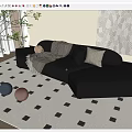 Modern multi-person sofa picture floor lamp 3d model