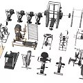 Variety of Fitness Equipment with Treadmill Dumbbells Rowing Machine Weight Bench and Racks
