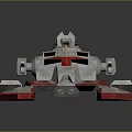 Futuristic Sci-Fi Spaceship Model in Red and White with Multiple Cannons and Detailed Structure 3d model