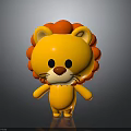 Cute 3D Cartoon Lion Character With Yellow Body Orange Fluffy Mane And Friendly Face