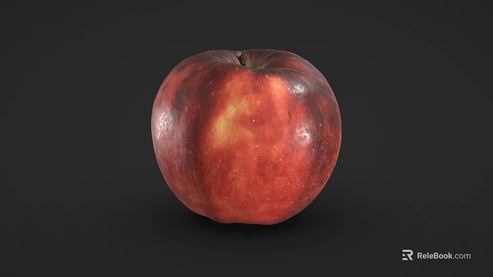 Fresh Ripe Red Apple Isolated On Dark Background With Natural Texture 3d model 