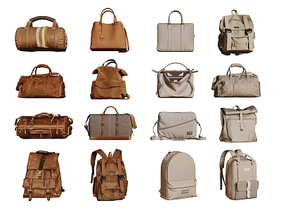 Assorted Stylish Leather Canvas Bags Collection With Backpacks Handbags Duffel 3d model