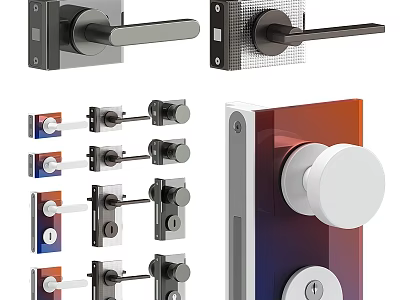 Modern Door Handles And Locks With Various Stylish Designs For Home Use 3d model