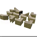 Natural Moss Covered Stone Building Blocks With Cubic And Irregular Shapes