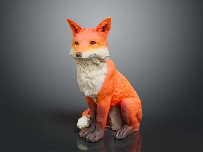 Detailed Game Movie Character Fox With Orange White Fur Sitting Posture Design 3d model