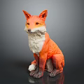 Detailed Game Movie Character Fox With Orange White Fur Sitting Posture Design