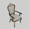 Luxury Classic European Style Public Chair With Tufted White Leather Upholstery And Exquisite Golden Carvings