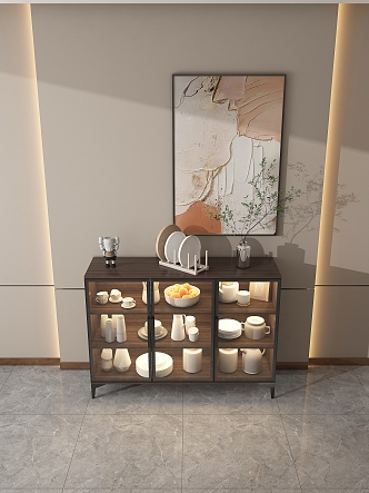 Modern Walnut Sideboard 3d model