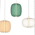Three Modern Striped Pendant Lights In Green Brown And Silver Hanging Illuminated