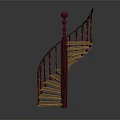 Modern Wooden Spiral Staircase With Smooth Steps Curved Handrail And Round Finial
