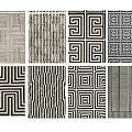 Square Rugs With Various Geometric Patterns In Black And White Design 3d model