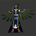 Mythical Creature Character Design With Green Body Blue Robe Yellow Accents And Horns
