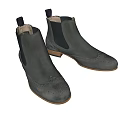 Gray Suede Chelsea Boots With Brogue Detailing And Light Wooden Sole