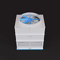 White Industrial Cooling Tower With Circular Top Fan Multi layer Structure And Bottom Grille 3d model