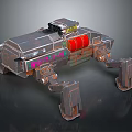 Mechanical Multi Legged Robot With Metallic Body And Red Accents Design 3d model