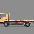 Industrial Equipment Yellow Flatbed Truck With Flat Platform And Safety Stripes