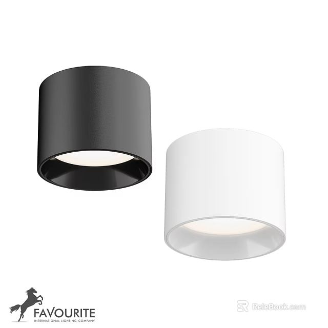 Modern Black and White Cylindrical Ceiling Lights with Simple Design 3d model 