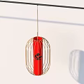 Elegant Red Hanging Lantern Shaped Daily Necessity With Golden Wire Frame Design