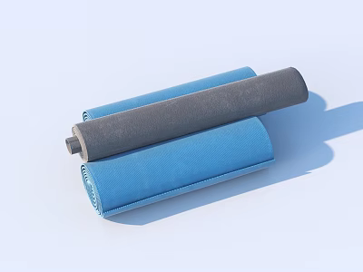 Blue And Gray Rolled Mats With Soft Material For Home Daily Use 3d model