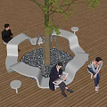Modern Combination Tree Pool Table and Chair Landscape Tree Pool Simple Tree Pool Seat Combination Tree Pool Table and Chair Park Round Tree Pool 3d model