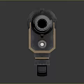 Futuristic Heavy Weapon Design With Black Body Gold Accents Skull Emblem And Eagle Insignia