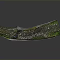 Wooden And Stone Curved Landscape Decor With Mossy Surface And Natural Textured Details