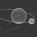 Large Red Star With Small Blue Planet And White Orbit In Space