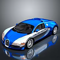 Blue And Silver Luxury Sports Car With Sleek Design And Reflective Surface