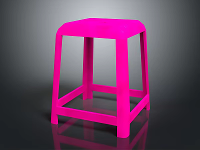 Modern Pink Stool With Sleek Frame And Sturdy Minimalist Design 3d model