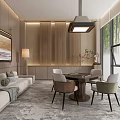 Elegant Modern Entertainment Room Interior With Sofa Coffee Table Chandelier And Decorative Painting