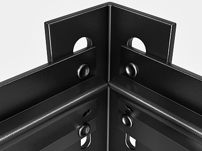 Black Metal Corner Joint Component With Holes And Bolts Structure Design 3d model