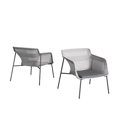 Modern Leisure Chairs With Woven Design And Metal Frame In Gray Tone 3d model