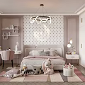 Elegant Modern Pink Kids Room with Moon Star Decor Stuffed Toys Desk Bookshelf and Rug